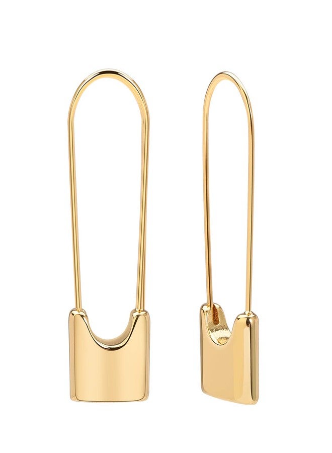 SANNYRA Safety Pin Earrings for Women, 14K Gold Paper Clip Earrings for Women, Minimalist Dangle Hoop Paper Clip Ear Hoop Studs Daily Jewelry - Image 1
